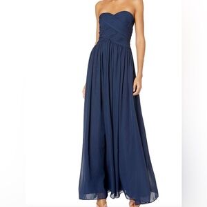 JS Boutique Women's Strapless Rouoched Bodice Chiffon Gown
